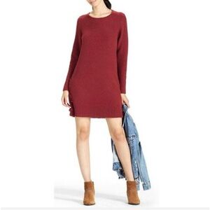 LUCKY BRAND Rust Long Sleeve Sweater Dress with Side Tie Details Size Large